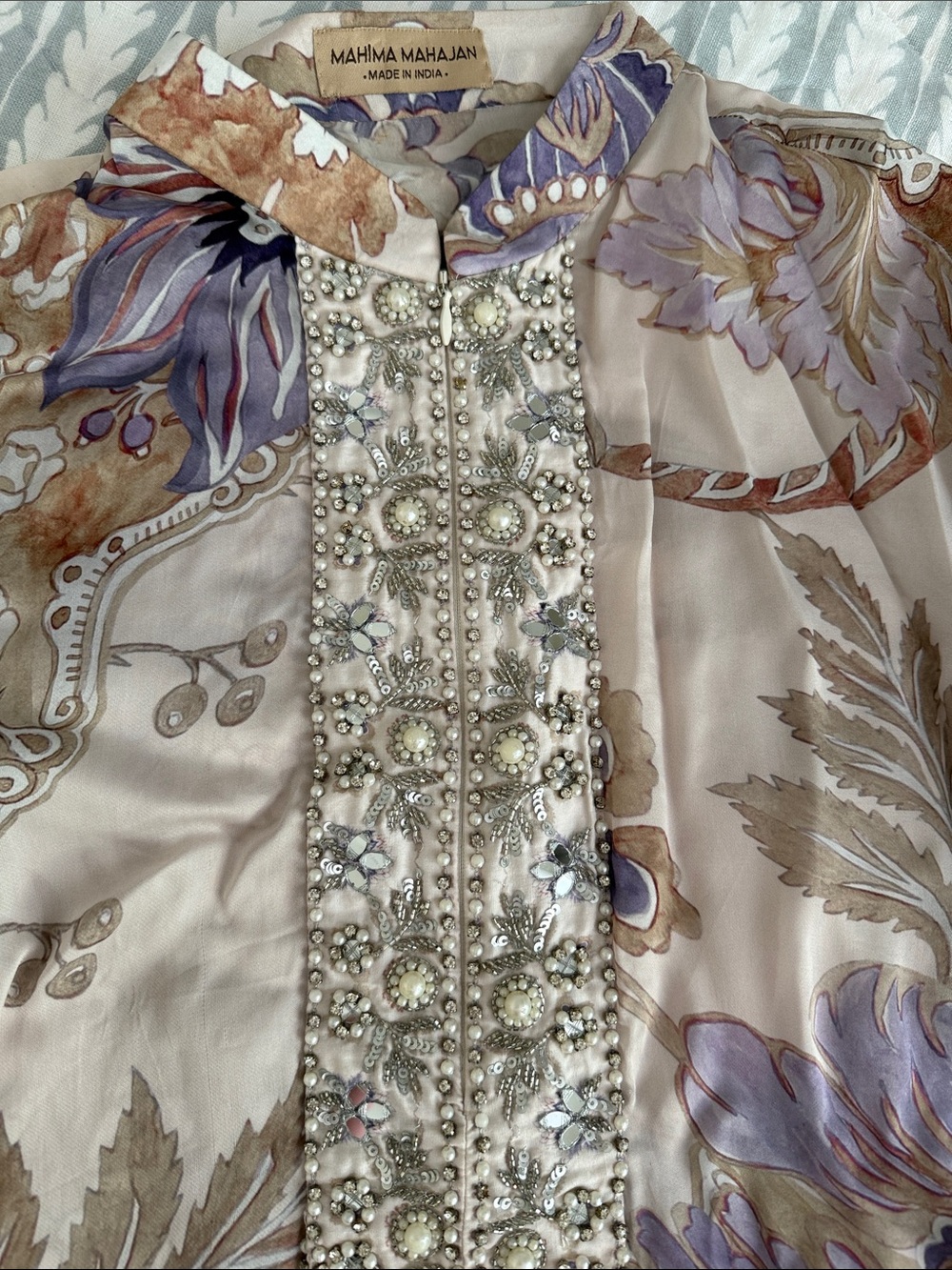 Mahima Mahajan Cream Floral Embellished Men’s Kurta Maxi